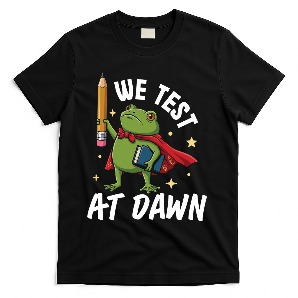 Teacher Frog We Test At Dawn T-Shirt - Black