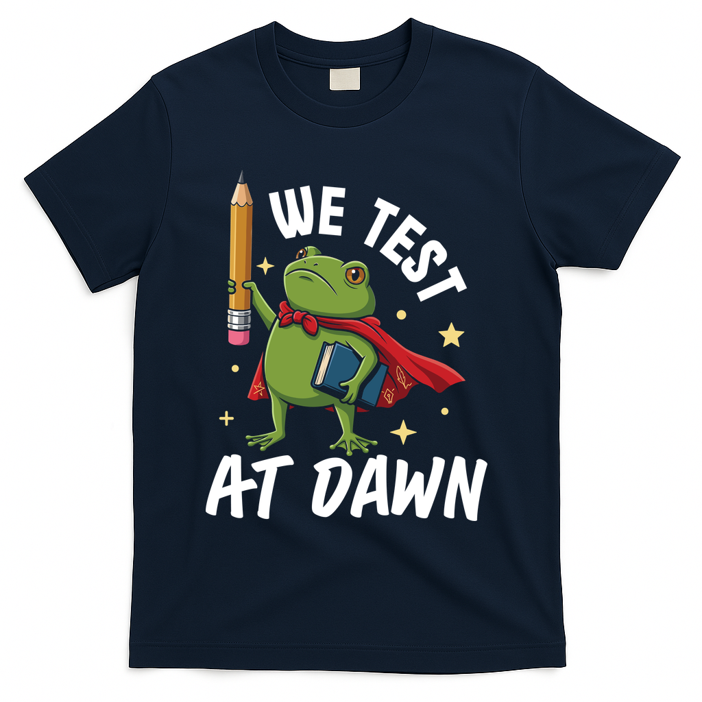 Teacher Frog We Test At Dawn T-Shirt - Navy