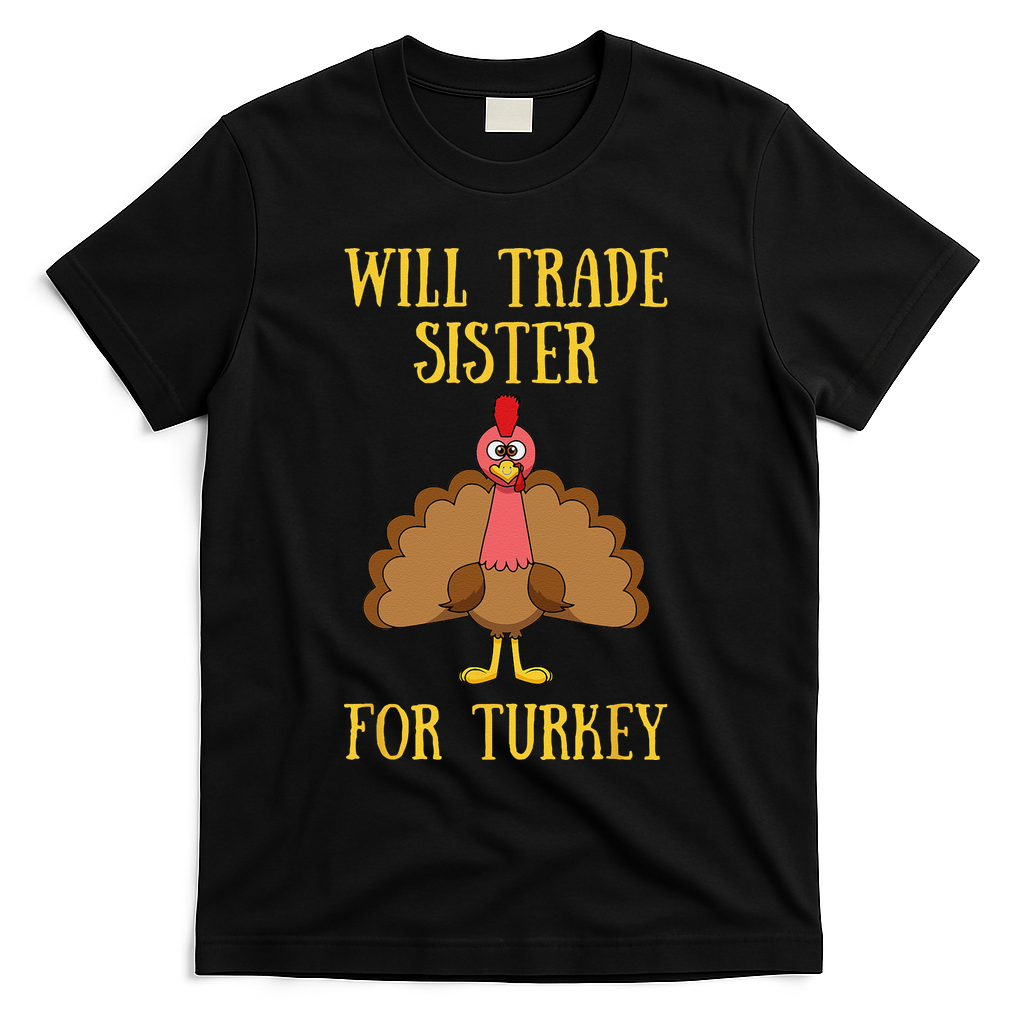 Thanksgiving For Will Trade Sister For Turkey T-Shirt - Black