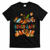 Thankful Grateful Blessed Lunch Lady Graphic Pumpkin Autumn Cool Gift T-Shirt - Black
