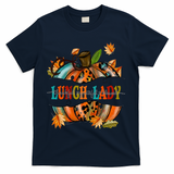 Thankful Grateful Blessed Lunch Lady Graphic Pumpkin Autumn Cool Gift T-Shirt - Navy