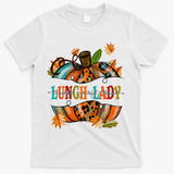 Thankful Grateful Blessed Lunch Lady Graphic Pumpkin Autumn Cool Gift T-Shirt - White