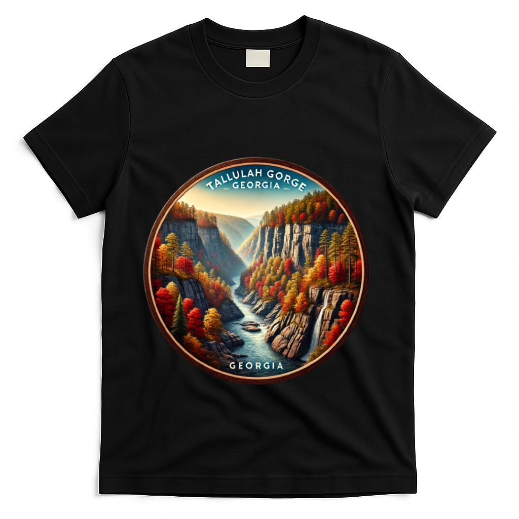 Tallulah Gorge Georgia In The Fall Autumn Leaves T-Shirt - Black