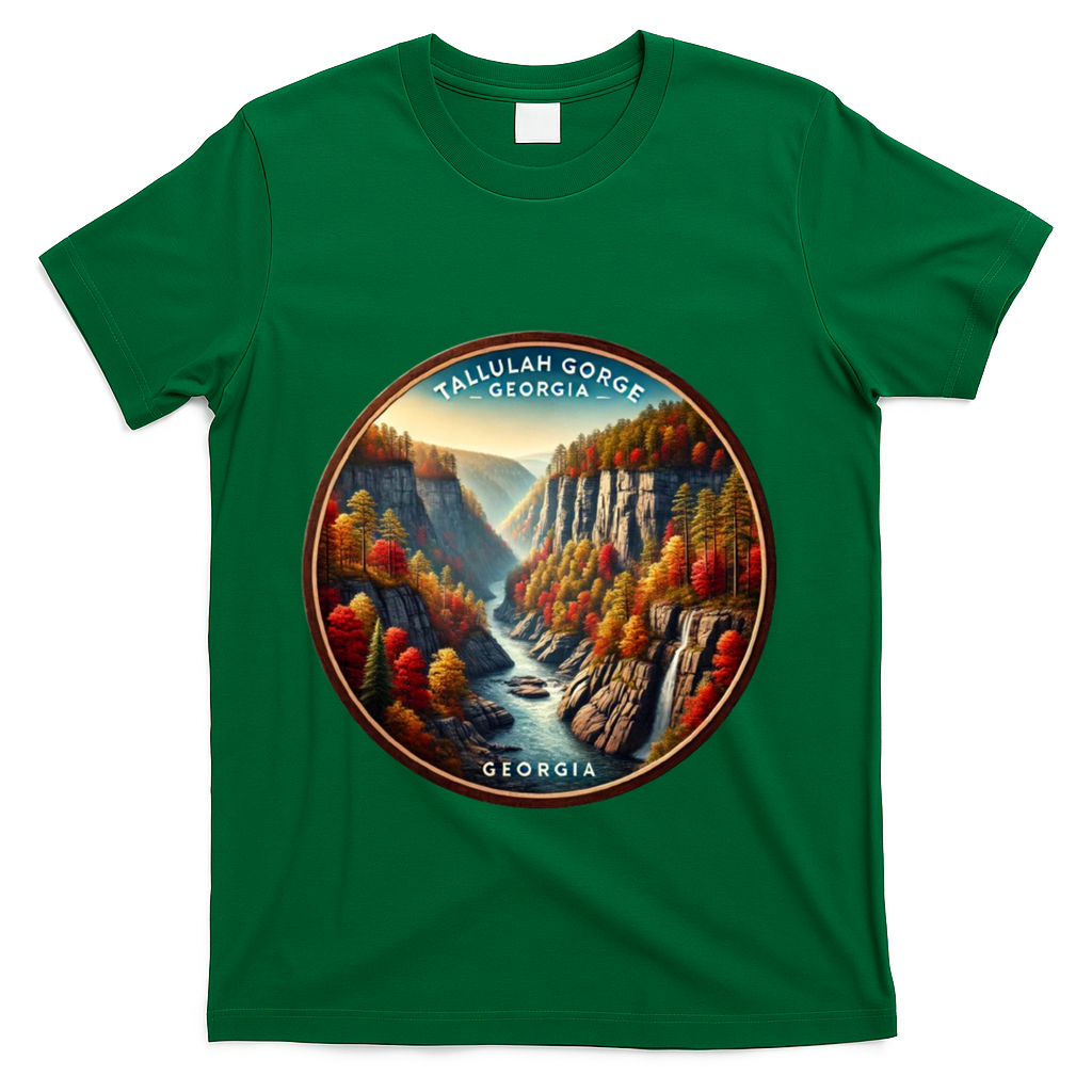 Tallulah Gorge Georgia In The Fall Autumn Leaves T-Shirt - Green
