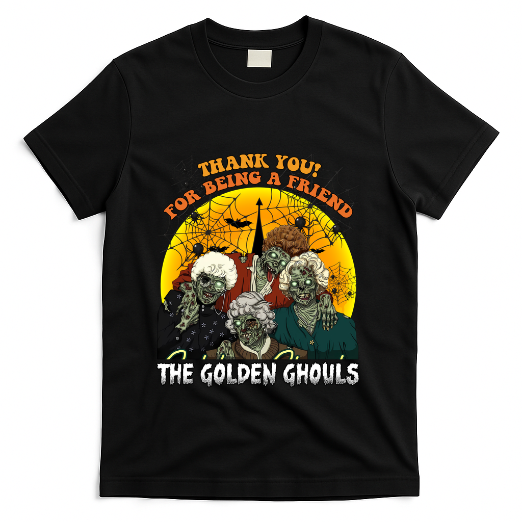 The Golden Ghouls Vintage Halloween Spooky Golden T-Shirt - Black