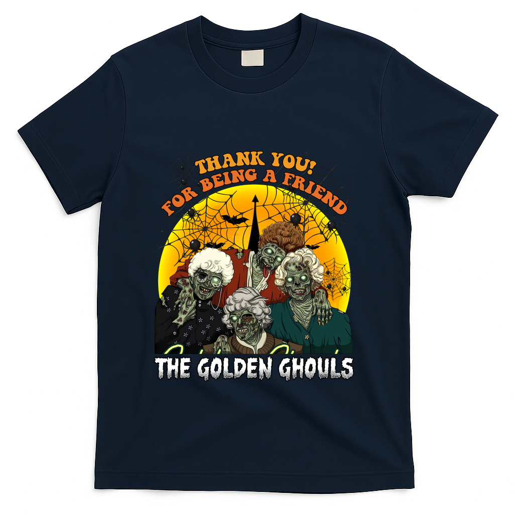 The Golden Ghouls Vintage Halloween Spooky Golden T-Shirt - Navy