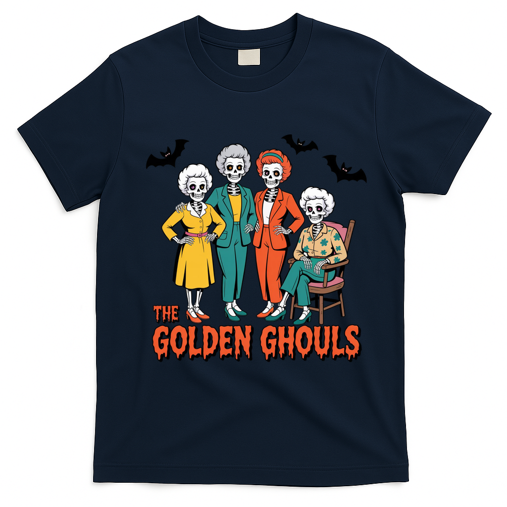 The Golden Ghouls Girls Halloween Funny Classic TV Show Spoof T-Shirt - Navy Blue