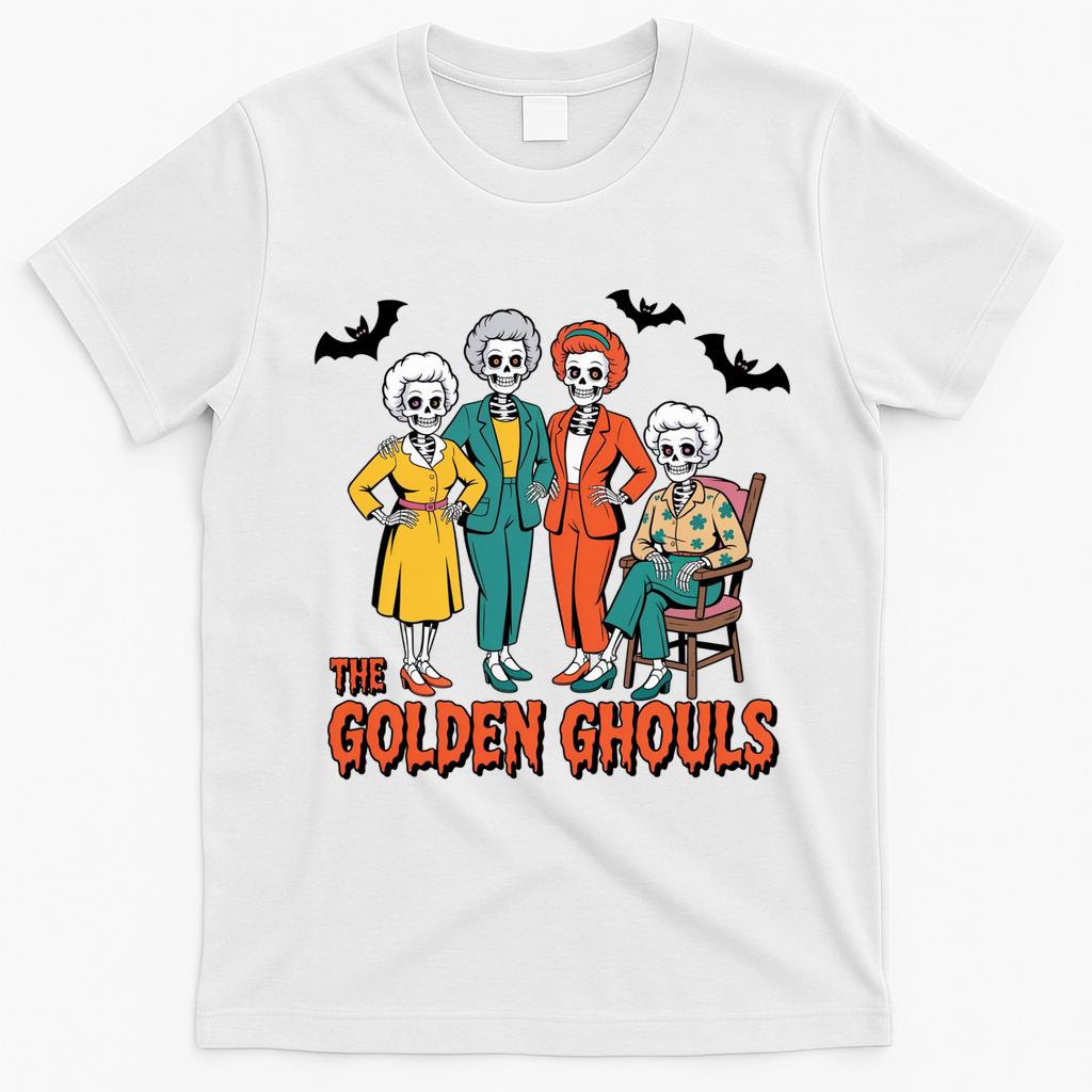 The Golden Ghouls Girls Halloween Funny Classic TV Show Spoof T-Shirt - White