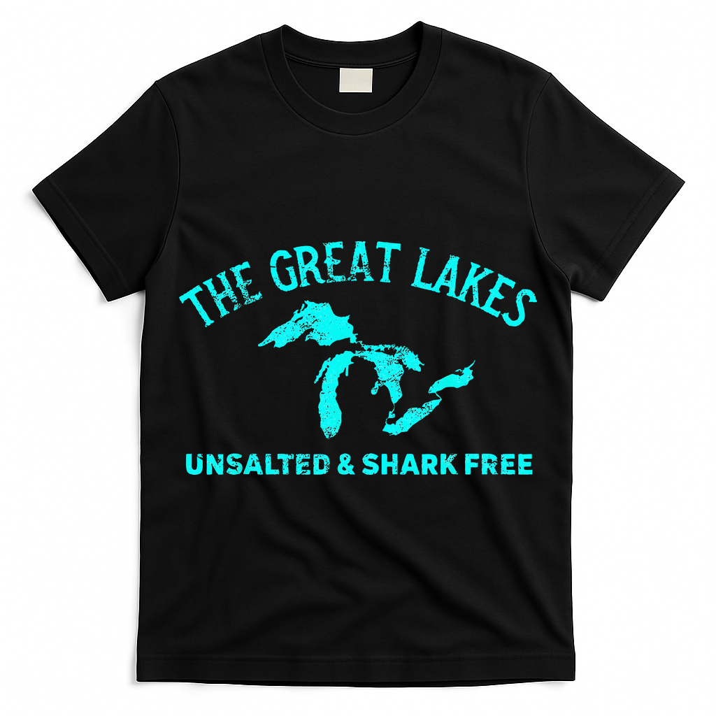 The Great Lakes Unsalted & Shark Free Michigan Gift Vintage T-Shirt