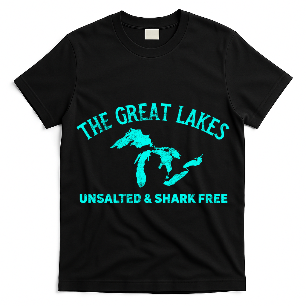 The Great Lakes Unsalted And Shark Free Michigan Gift Vintage Gift T-Shirt
