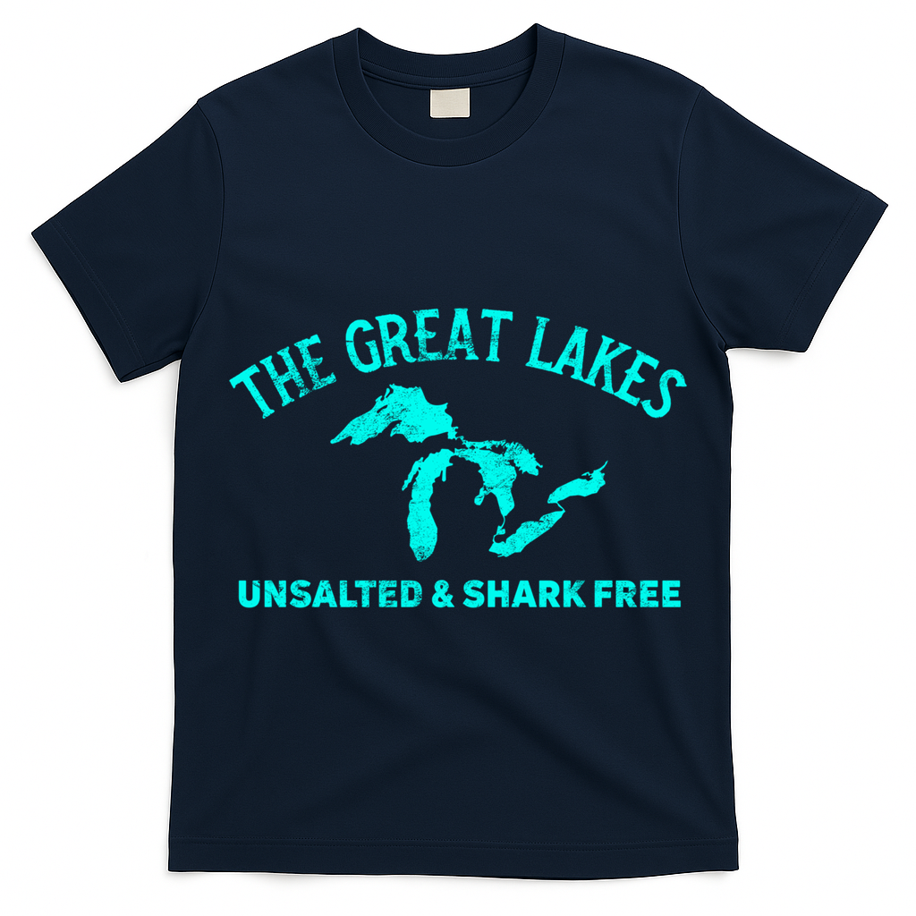 The Great Lakes Unsalted And Shark Free Michigan Gift Vintage Gift T-Shirt
