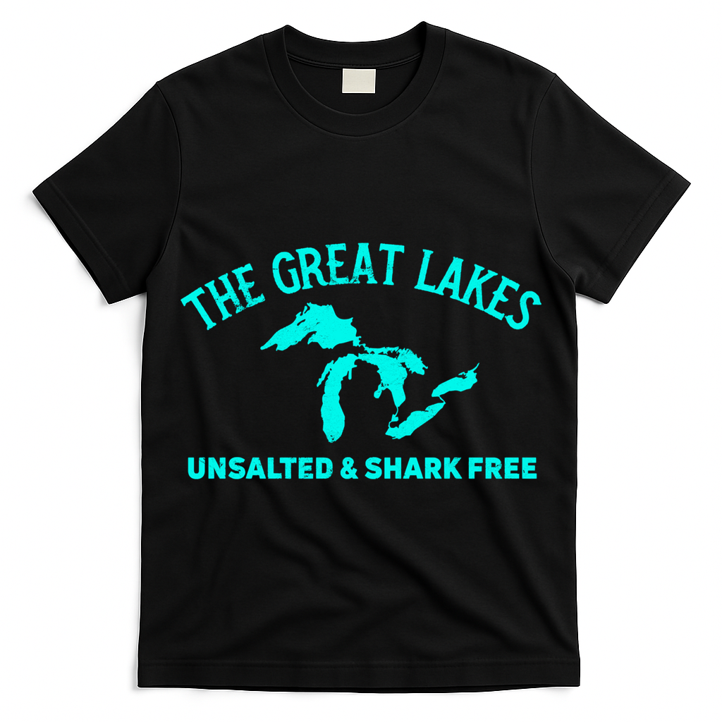 The Great Lakes Unsalted And Shark Free Michigan Gift Vintage Gift T-Shirt