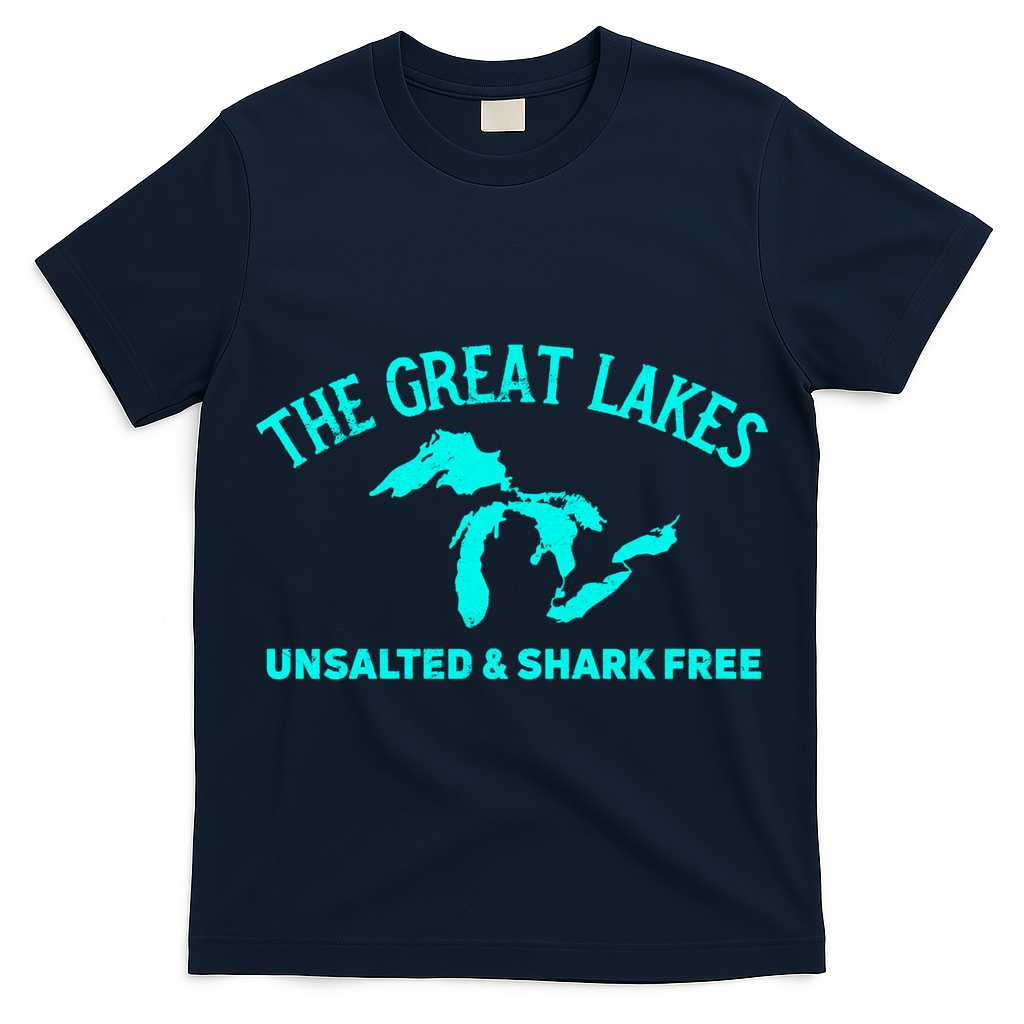 The Great Lakes Unsalted And Shark Free Michigan Gift Vintage Gift T-Shirt