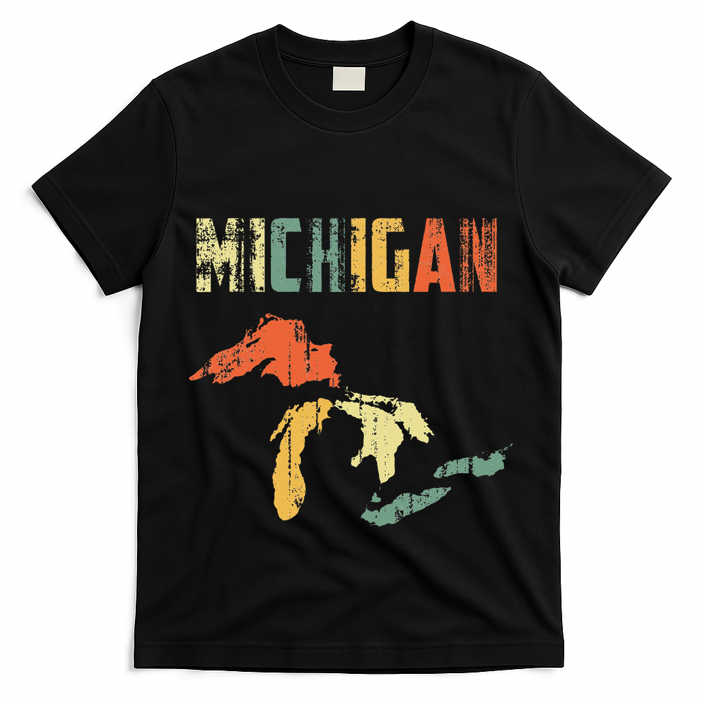 The Great Lakes Largest Water Retro Color Michigan MI Pride T-Shirt