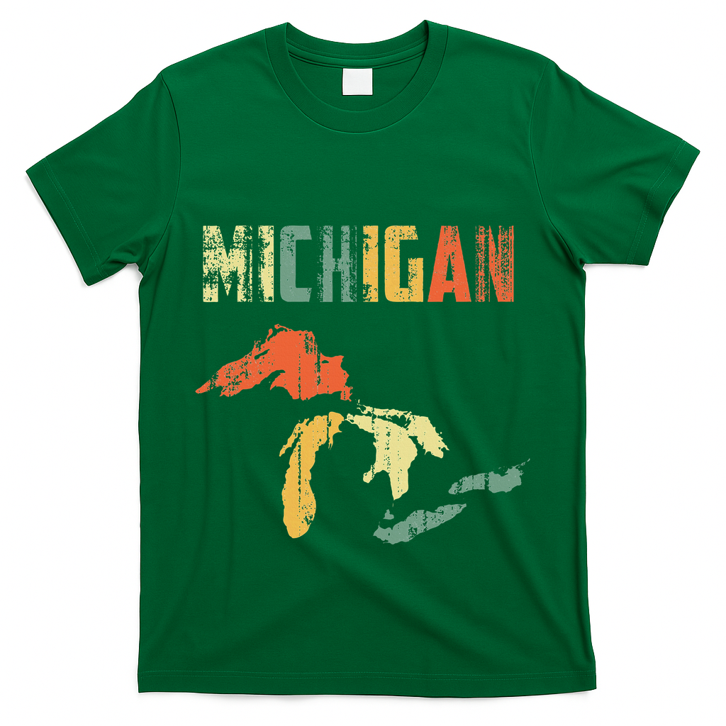The Great Lakes Largest Water Retro Color Michigan MI Pride T-Shirt