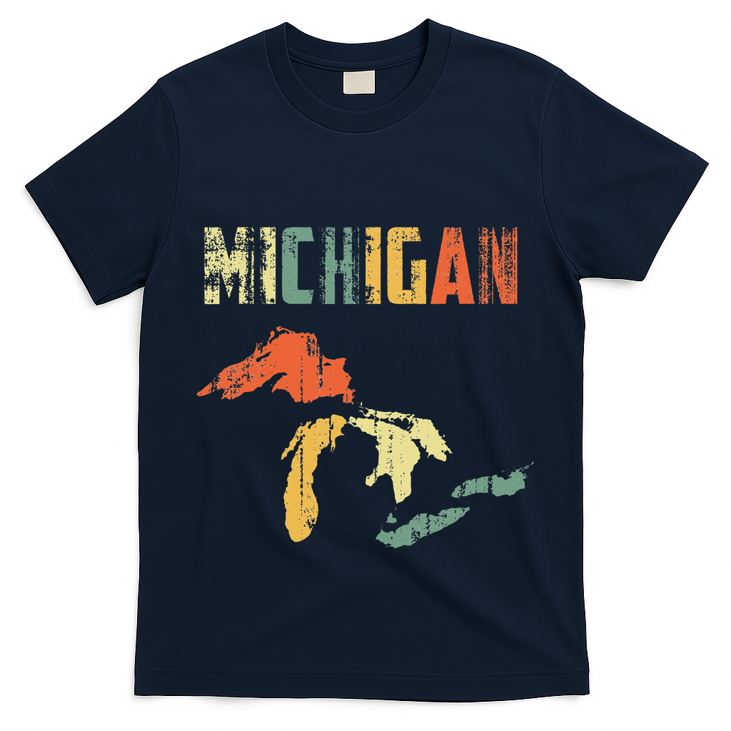 The Great Lakes Largest Water Retro Color Michigan MI Pride T-Shirt