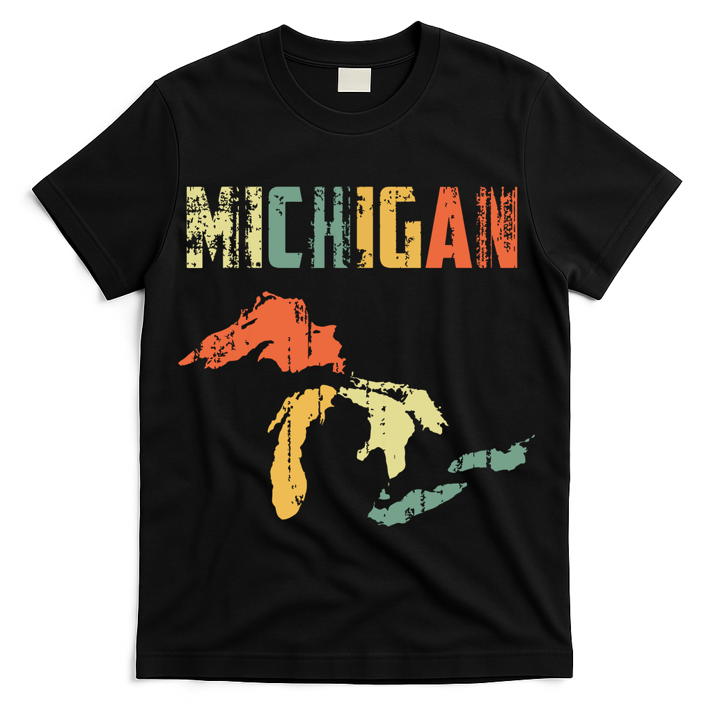The Great Lakes Largest Water Retro Color Michigan Mi Pride T-Shirt