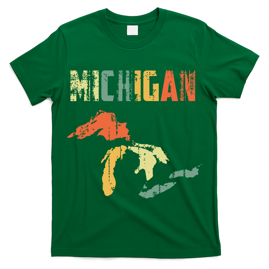 The Great Lakes Largest Water Retro Color Michigan Mi Pride T-Shirt