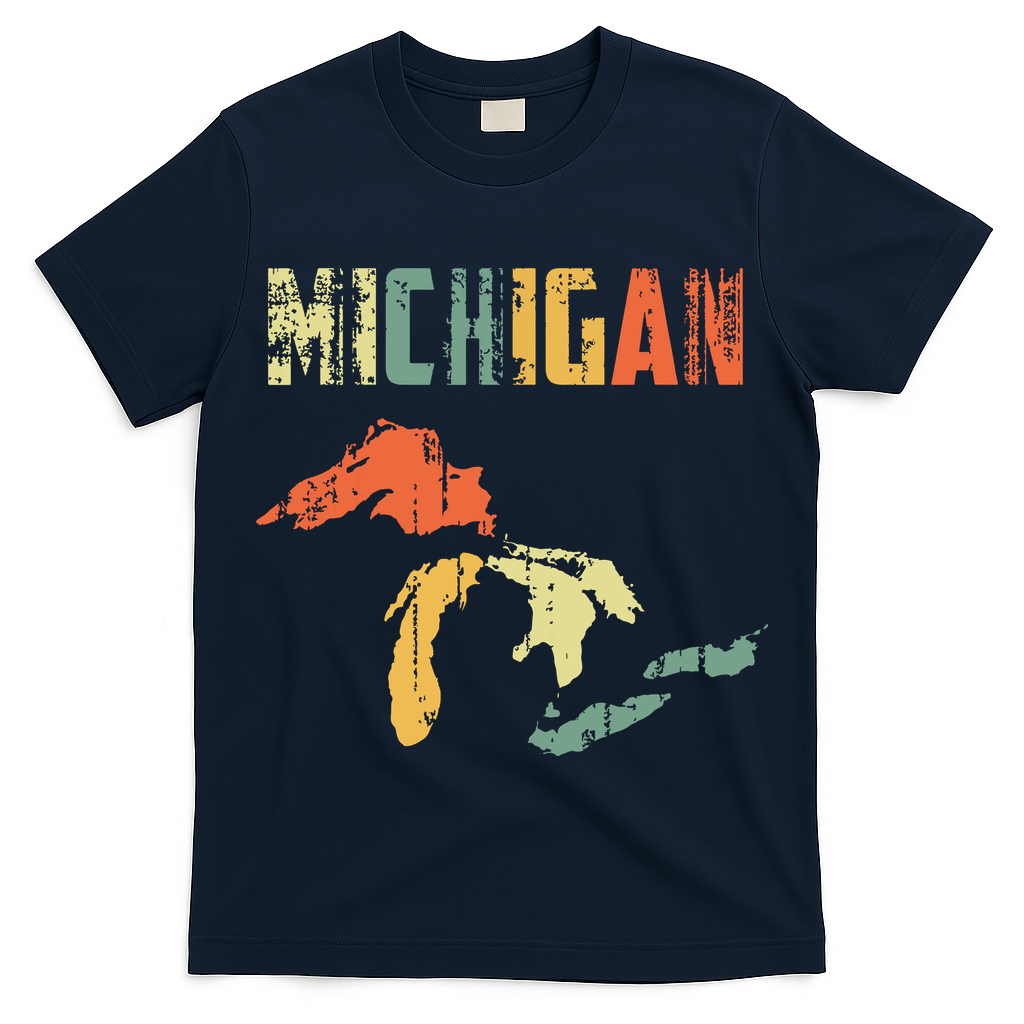 The Great Lakes Largest Water Retro Color Michigan Mi Pride T-Shirt