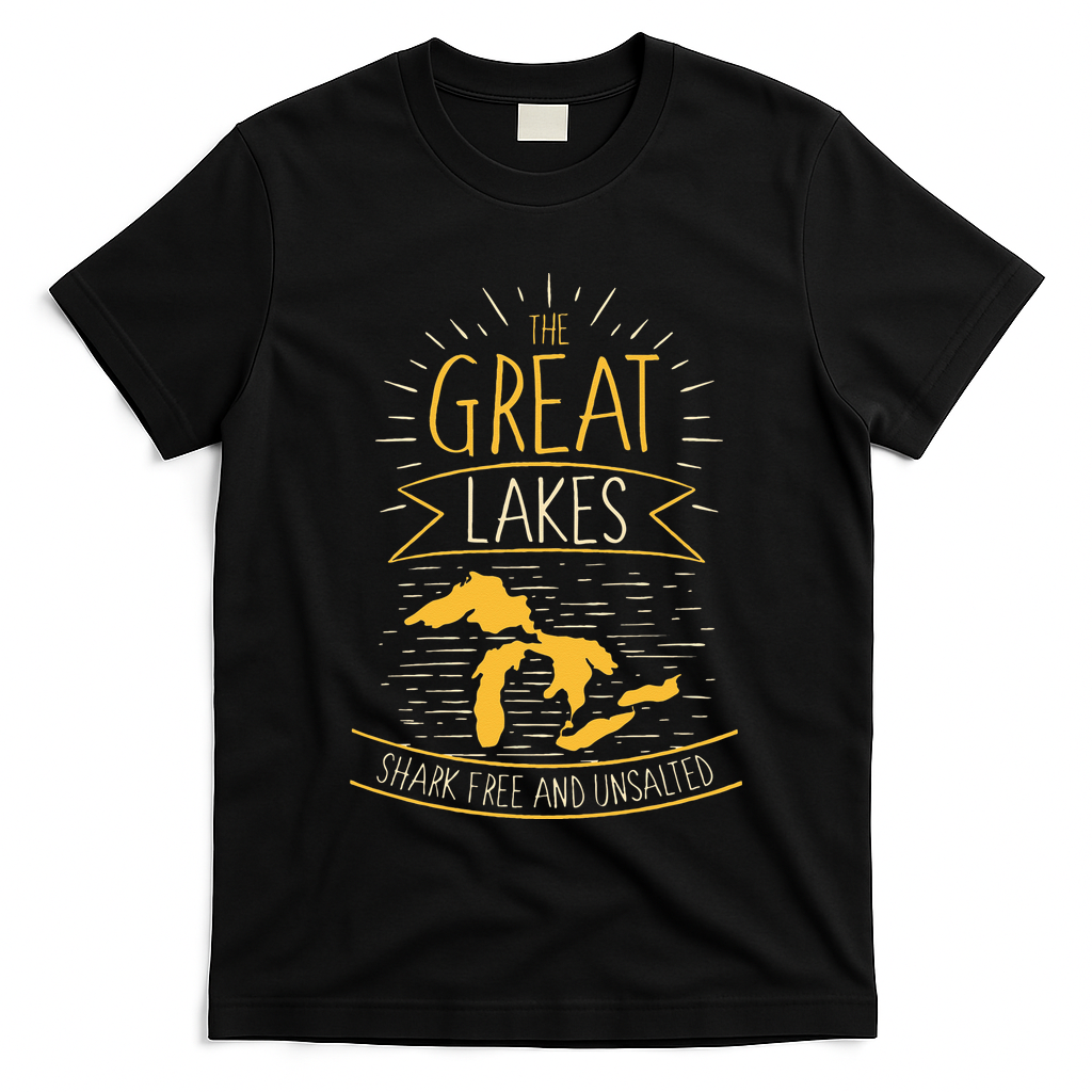 The Great Lakes Shark Free Unsalted Michigan Gift T-Shirt