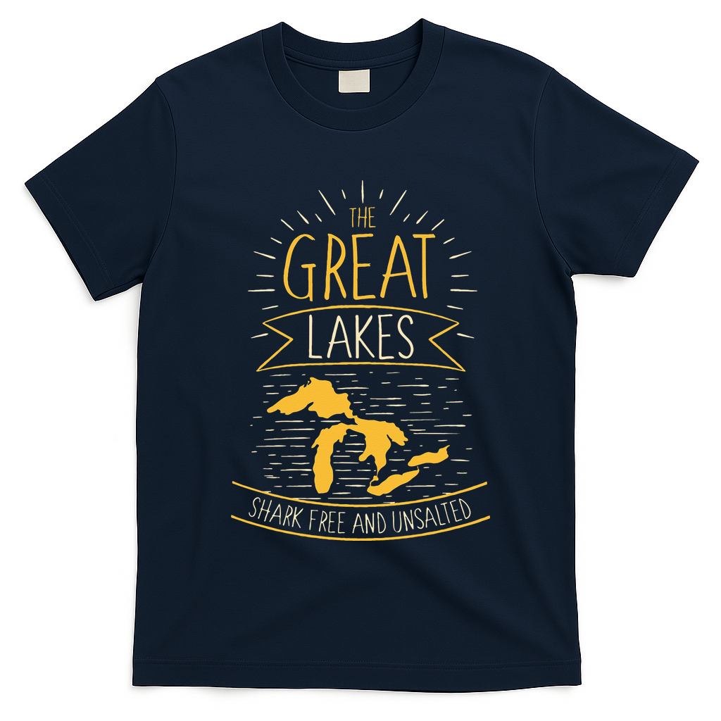 The Great Lakes Shark Free Unsalted Michigan Gift T-Shirt