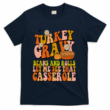 Turkey Gravy Retro Groovy Thanksgiving Food T-Shirt - Navy