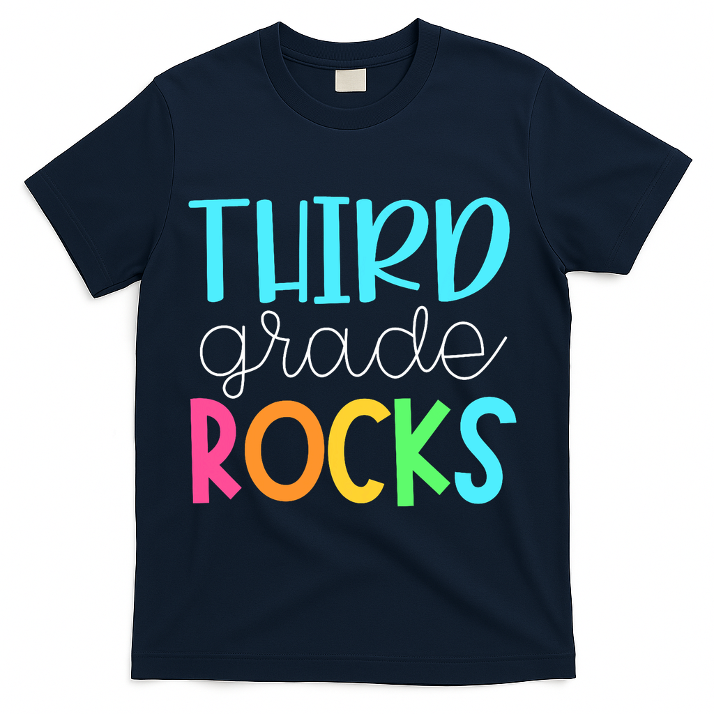 Third Grade Teacher Team - 3rd Grade Rocks T-Shirt - Navy