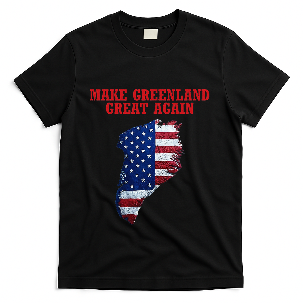 Trump Greenland Usa Flag Make Greenland Great Again Map T-Shirt - Black