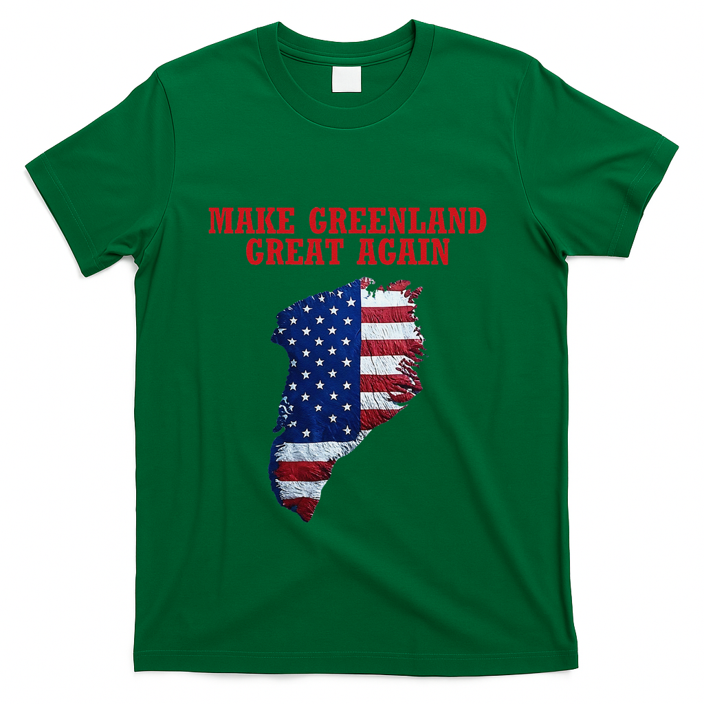 Trump Greenland Usa Flag Make Greenland Great Again Map T-Shirt - Green