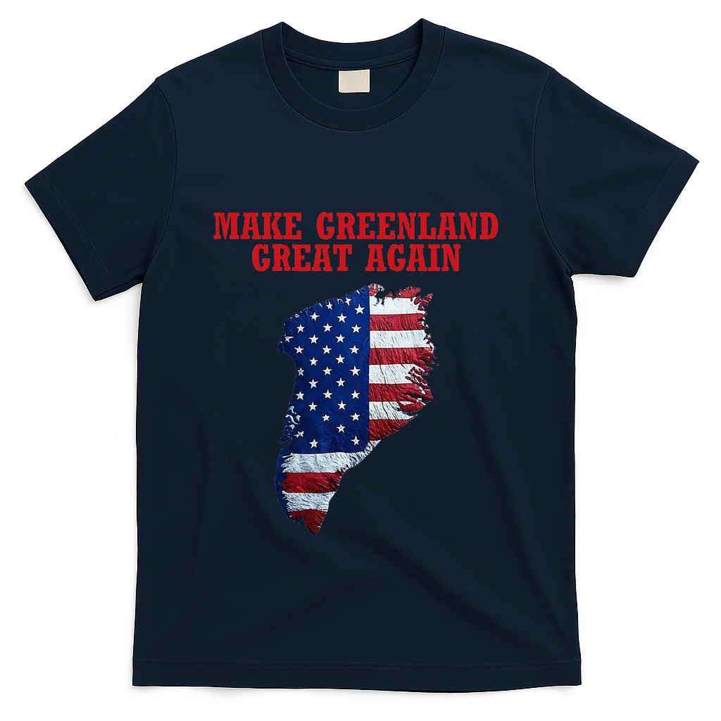 Trump Greenland Usa Flag Make Greenland Great Again Map T-Shirt - Navy