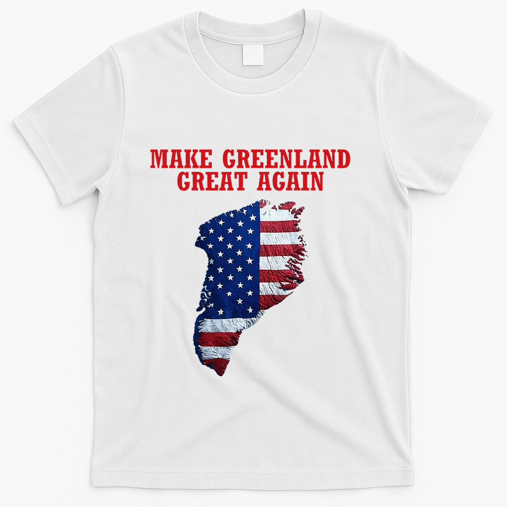 Trump Greenland Usa Flag Make Greenland Great Again Map T-Shirt - White