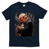 Trump Hugging An Orange Cat 2024 Make Cats Safe Again T-Shirt