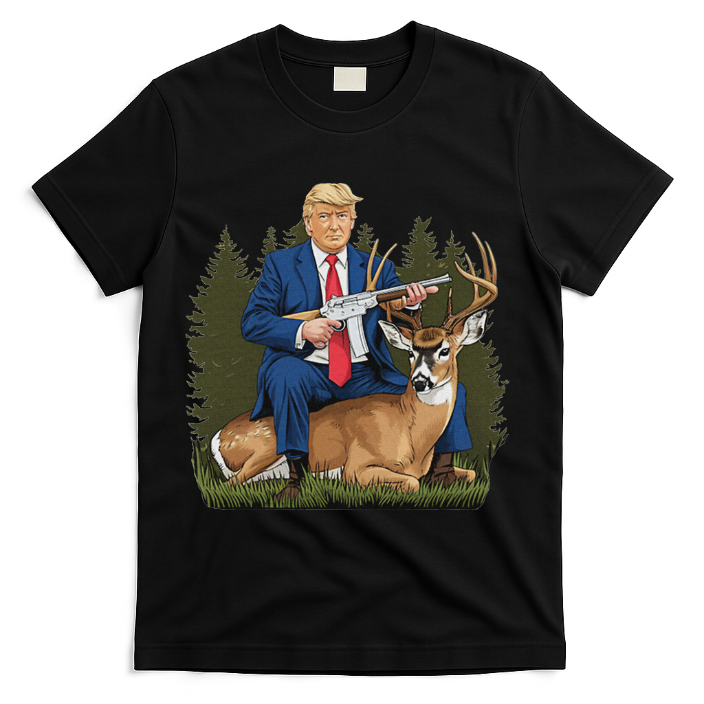 Trump Hunting Deer T-Shirt - Black