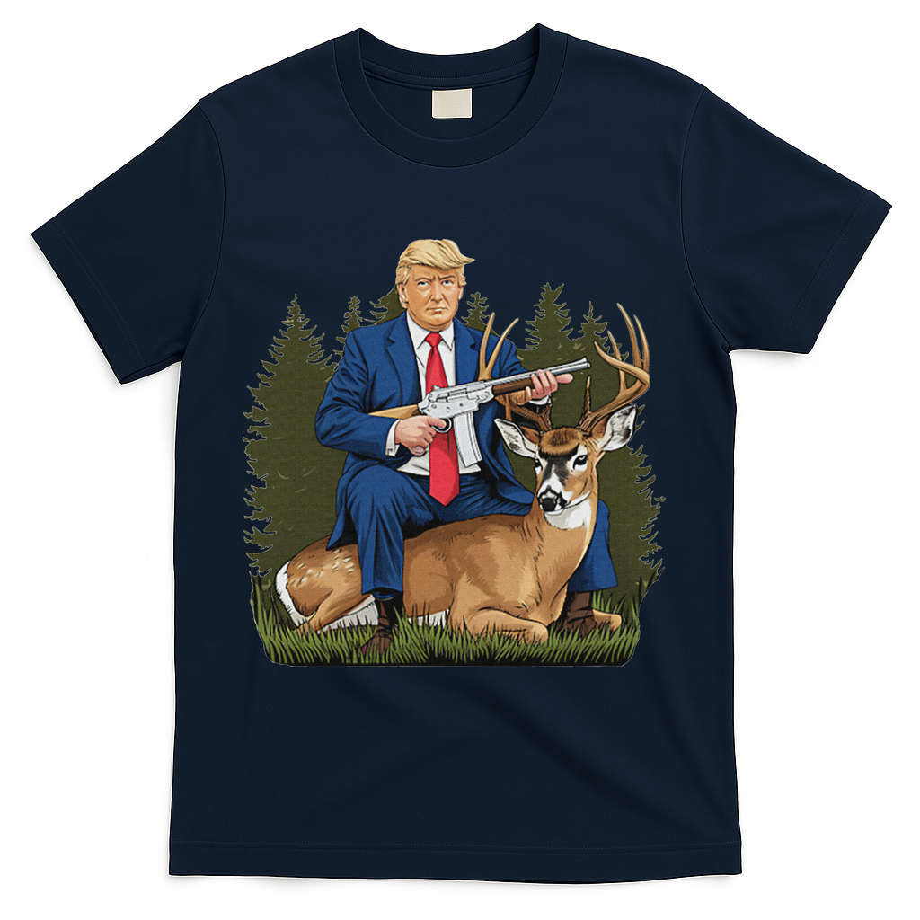 Trump Hunting Deer T-Shirt - Navy