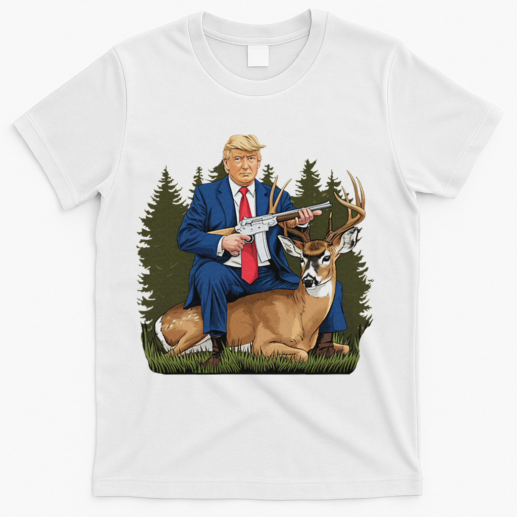 Trump Hunting Deer T-Shirt - White