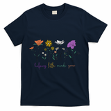 Teacher Helping Little Minds Grow Back To School Wildflower T-Shirt - Navy