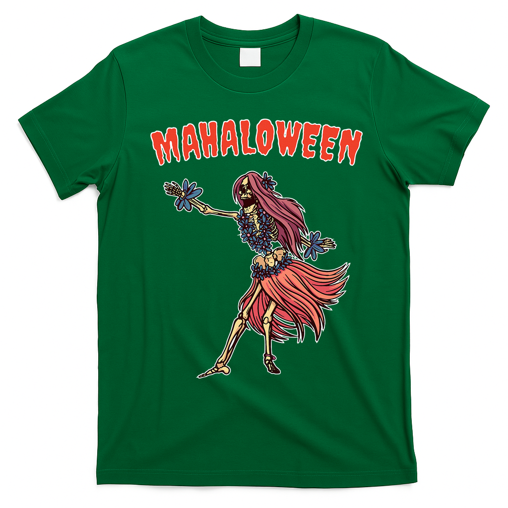 Tropical Halloween Party Mahaloween Hula T-Shirt - Irish Green