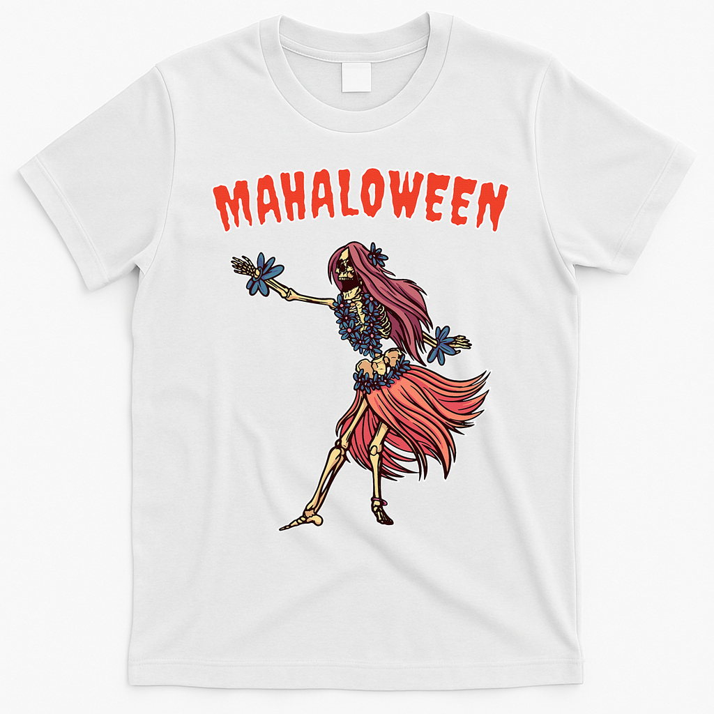 Tropical Halloween Party Mahaloween Hula T-Shirt - White