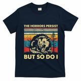 The Horrors Persist But So Do I Angry Opossum Possum T-Shirt - Navy Blue