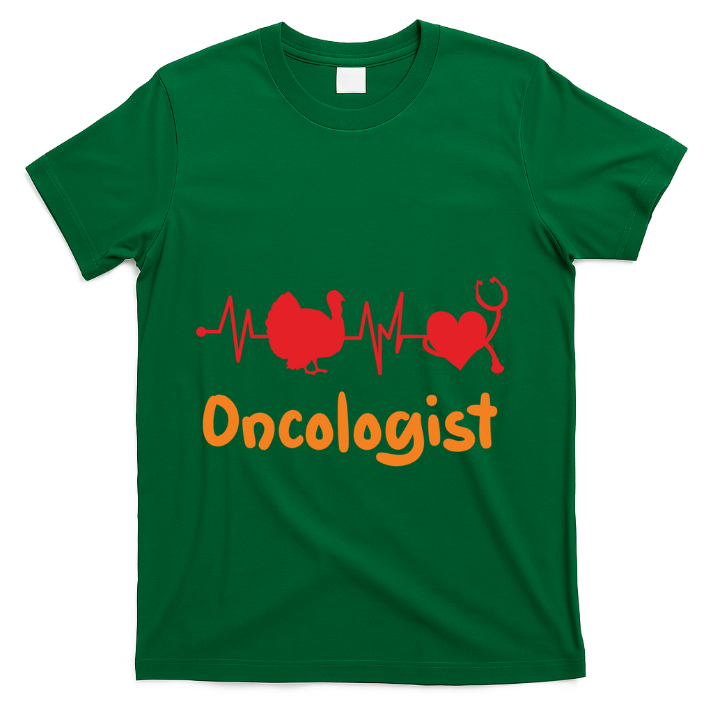 Thanksgiving Heartbeat Turkey Oncologist Doctor Medical Cute Gift T-Shirt - Green