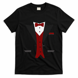 Tuxedo Halloween Wedding Groom Funny Red Costume T-Shirt - Black