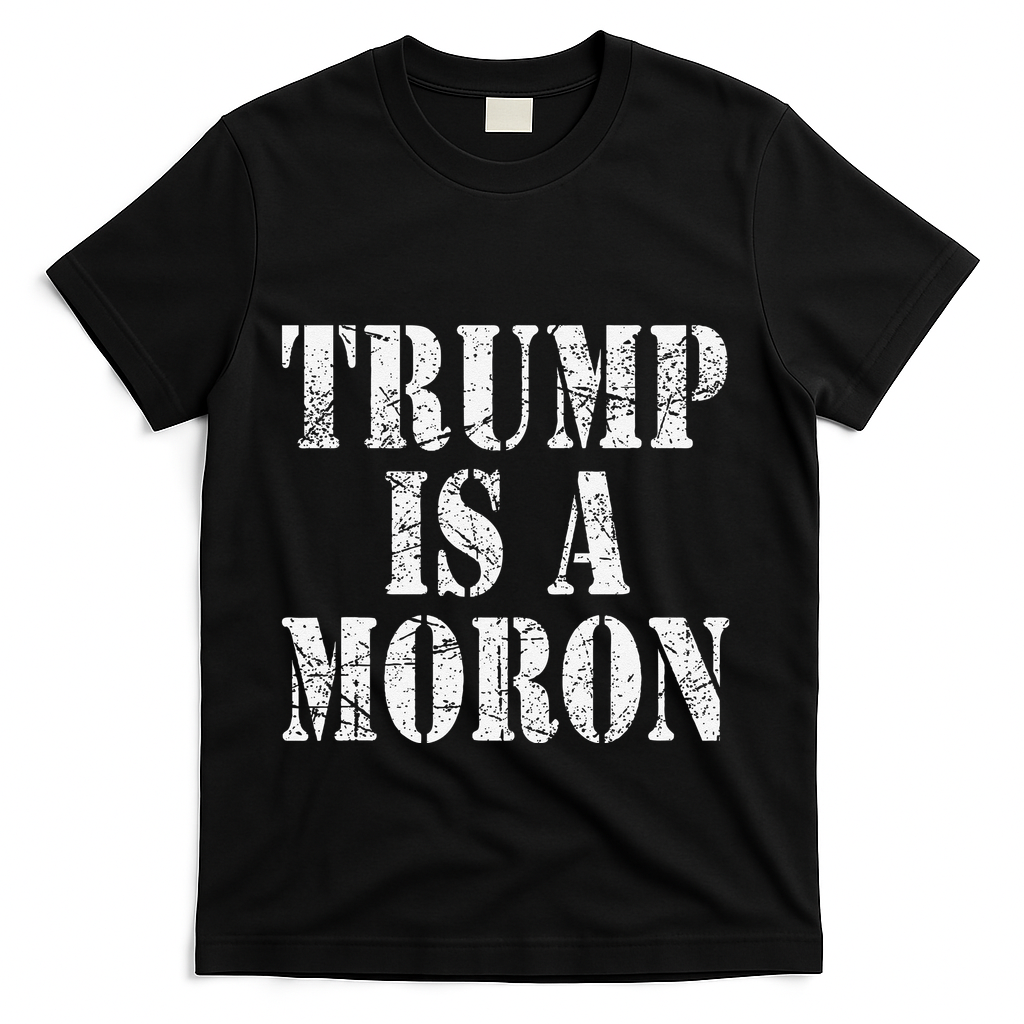 Trump Is A Moron Antitrump Dumb Stupid Idiot T-Shirt - Black