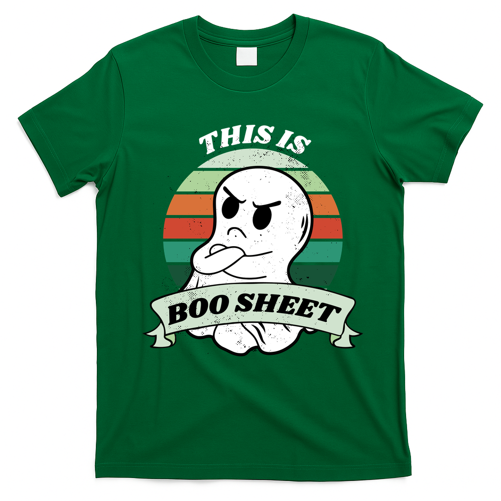This Is Boo Sheet Cartoon Ghost Funny Halloween T-Shirt - Irish Green