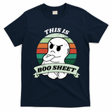 This Is Boo Sheet Cartoon Ghost Funny Halloween T-Shirt - Navy Blue