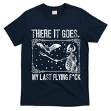 There It Goes My Last Flying F Skeletons Funny Halloween T-Shirt - Navy Blue