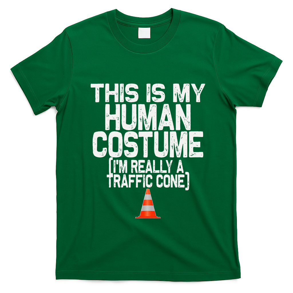 This Is My Human Costume Im Really A Traffic Cone Halloween T-Shirt - Irish Green