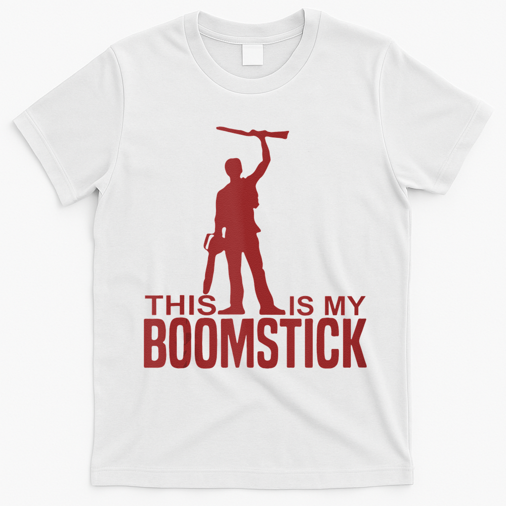 This Is My Boomstick Shotgun Chainsaw Dead Evil Halloween Gift T-Shirt - White
