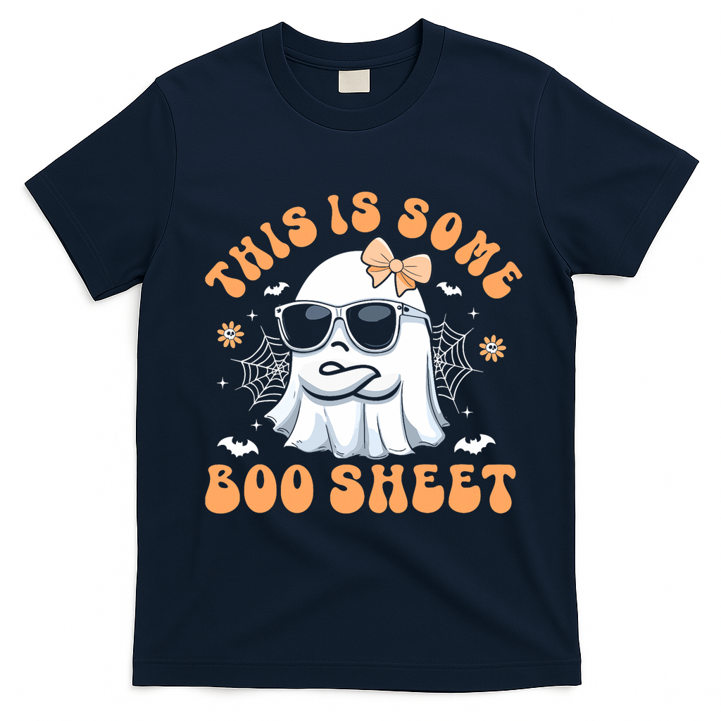 This Is Some Boo Sheet Cute Ghost Halloween T-Shirt - Navy Blue