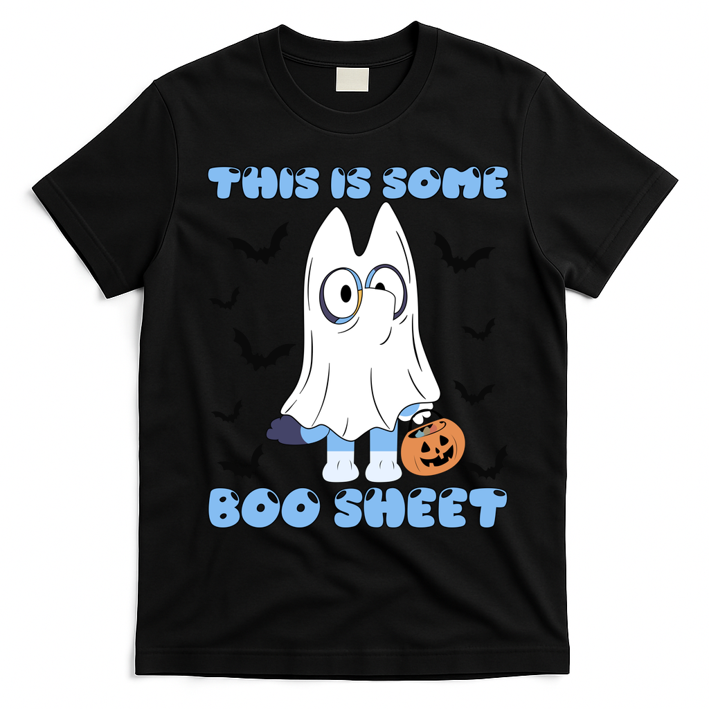 This Is Some Boo Sheet Funny Cute Dog Ghoul Halloween T-Shirt - Black