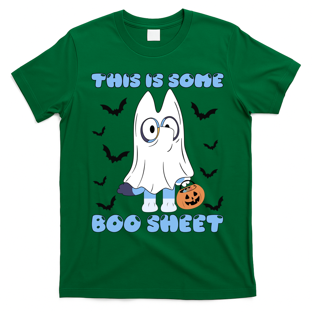 This Is Some Boo Sheet Funny Cute Dog Ghoul Halloween T-Shirt - Irish Green